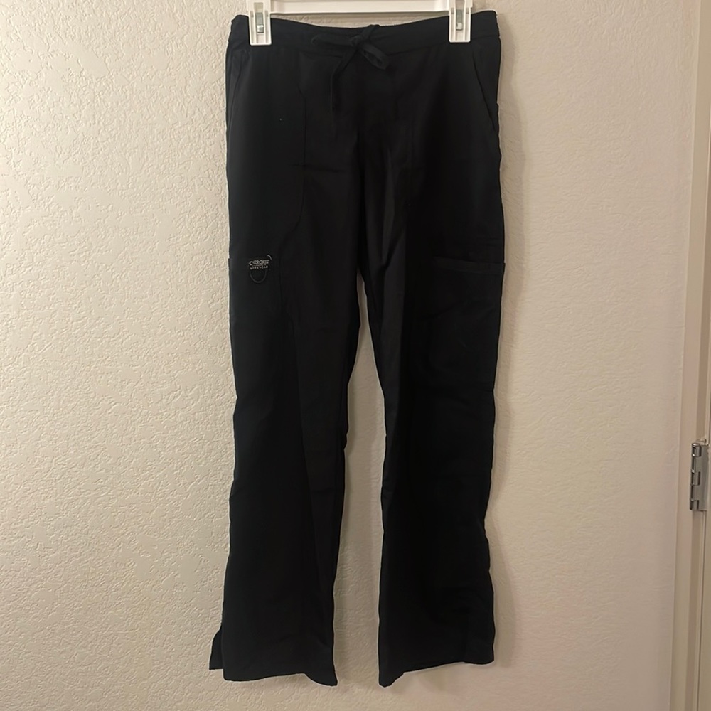 Cherokee Black Scrub Pants; Size Small; elastic waistband; 6 pockets included